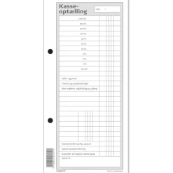 Kasseblok 100 x 210 mm 92220090 - Kasse optælling - 10 blokke á 100 ark
