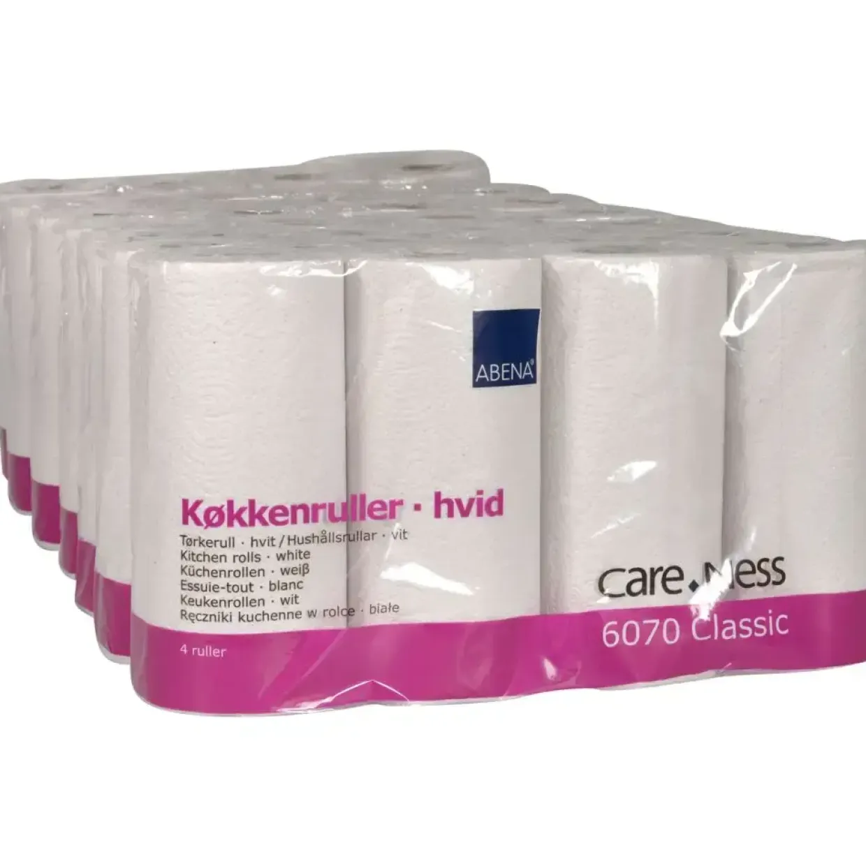 Køkkenrulle, ABENA Care-Ness Classic, 2-lags, 17,85m x 22cm, Ø10,5cm, hvid, blandingsfibre - 28 ruller
