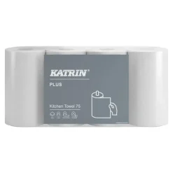 Køkkenrulle, Katrin 225960 Plus, 2-lags, hylse, 45 mm, hvid, 22 cm x 21 meter - 76 ark - 32 stk