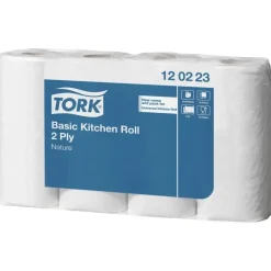 Køkkenrulle Tork 120223 Basic 2-lags 25,8m x 20,6cm Ø10,4cm natur 100% genbrugspapir - 32 ruller