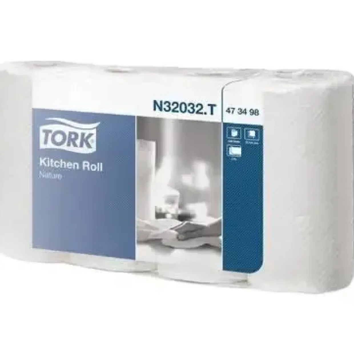 Køkkenrulle Tork 473498 Plus 2-lag 20.4m Hvid - 5 pk x 4 rl/krt