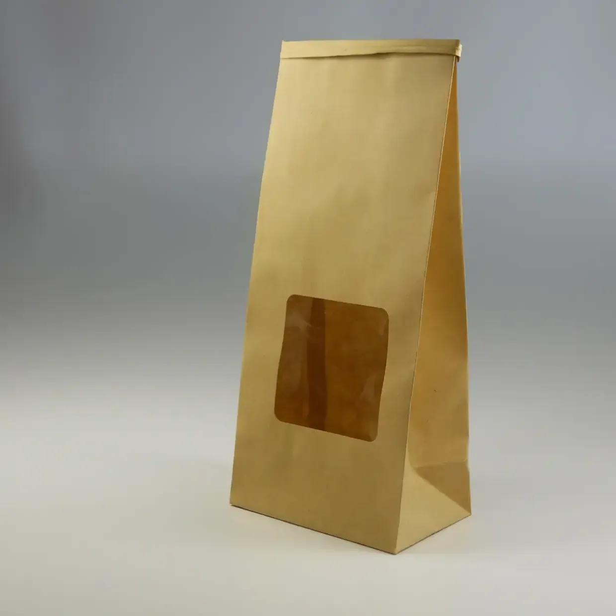 Klodsbundspose med rude PE clip- luk brun mellem - 400 stk
