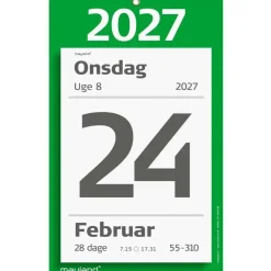 Kæmpeafrivningskalender væg - 193x316mm - Blokformat - Grøn - 2027 - Mayland - 27254000