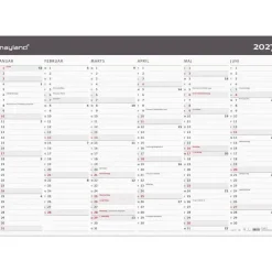 Kæmpekalender(i paprør) 2x6 mdr. væg - Moderne - 70x100 cm - Papir - 2027 - Mayland - 27064200