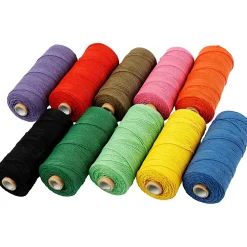 Knytte garn længde 320 meter tykkelse 1 mm stærke farver Tynd kvalitet 12/12 | 10 x 250 gram