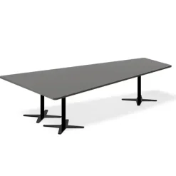 Konferencebord DNA, Antracit 3200x1800 mm trapezformet, Sort understel
