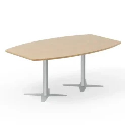 Konferencebord DNA, Eg 4400x1200 mm bådformet, Alugråt understel