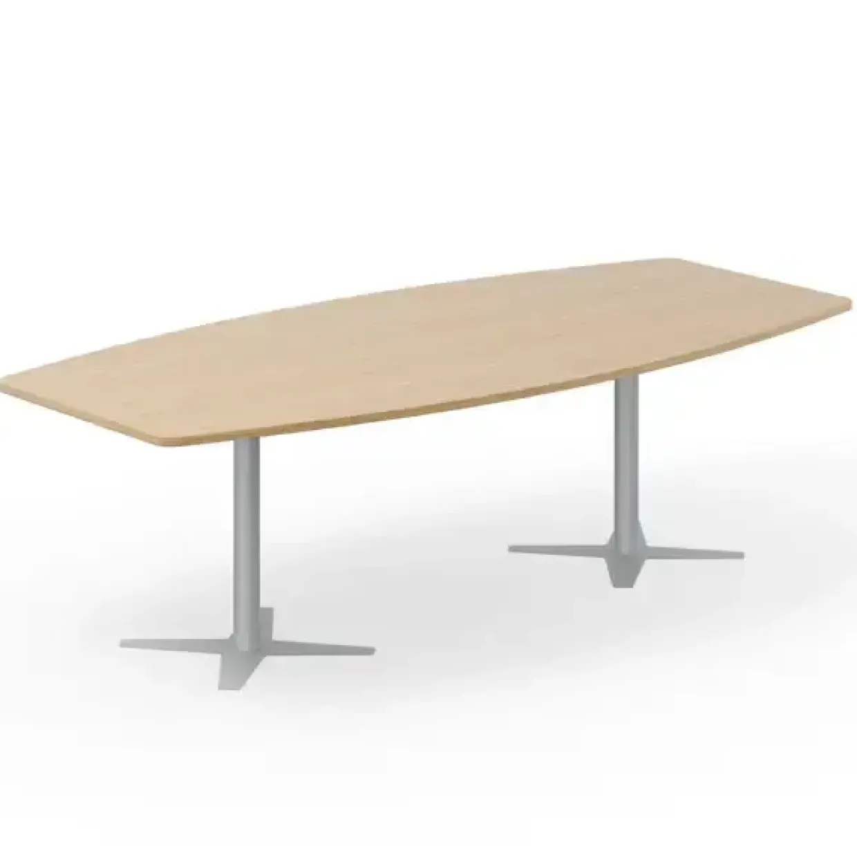 Konferencebord DNA, Eg 2600x1200 mm bådformet, Alugråt understel