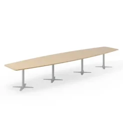 Konferencebord DNA, Eg 5000x1200 mm bådformet, Alugråt understel