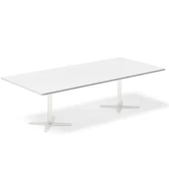 Konferencebord DNA, Hvid 2600x1200 mm rektangulært, Hvid understel
