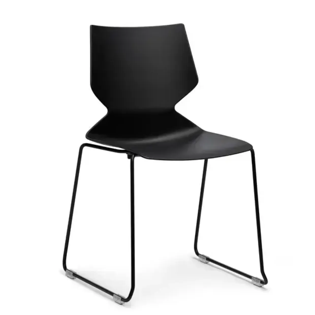Konferencestol Fly sort med sort stel RAL9005