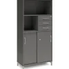 Kontorskab DNA, 800x1660 mm, Antracit/Alugrå, skydedør og skuffemodul 4A4/2A4