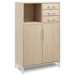 Kontorskab DNA, 800x1275 mm, Eg/Alugrå, skuffemodul 3A4/2A4