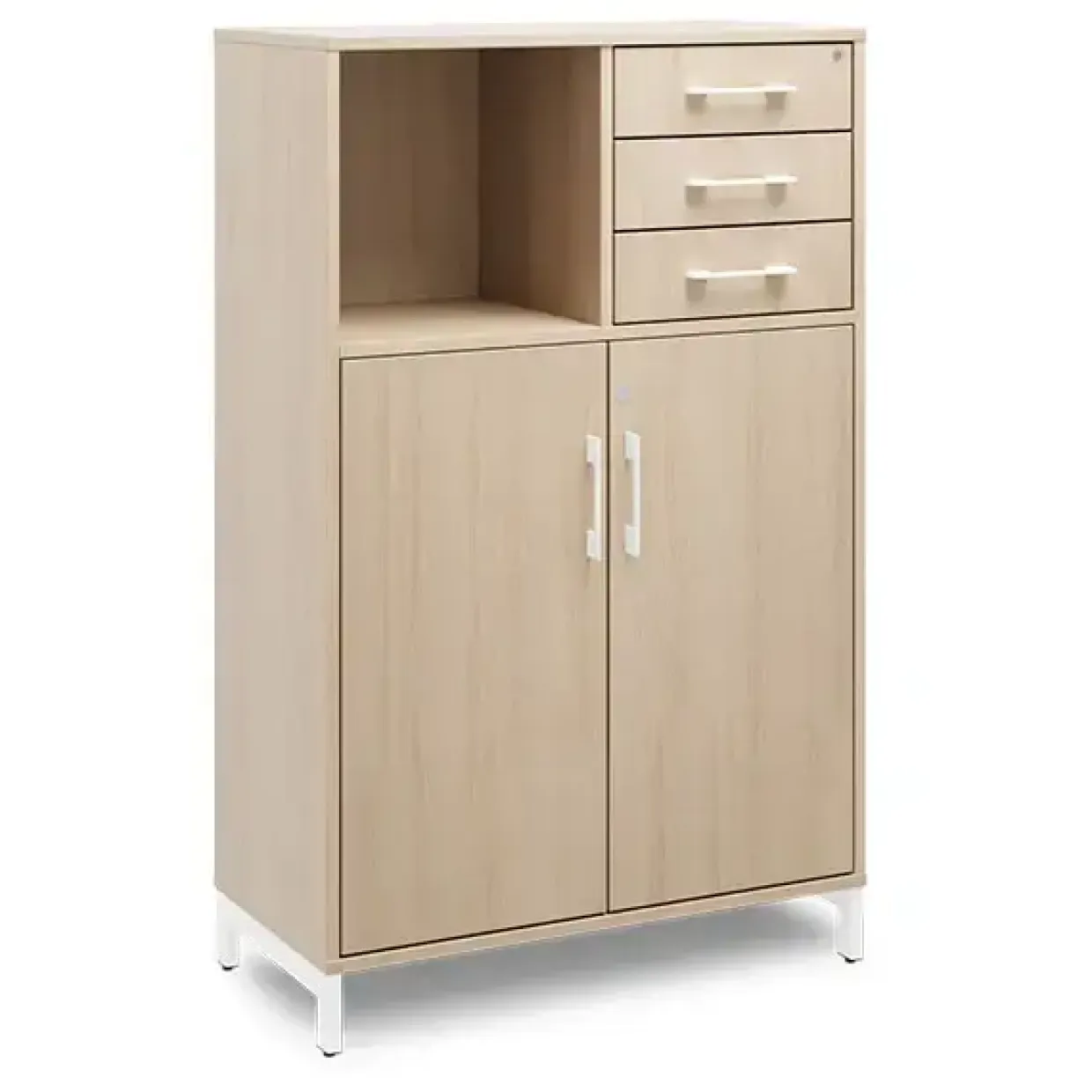 Kontorskab DNA, 800x1275 mm, Eg/Hvid, skuffemodul 3A4/2A4