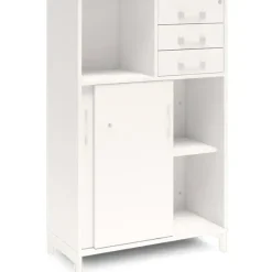 Kontorskab DNA, 800x1275 mm, Hvid/Hvid, skydedør og skuffemodul 3A4/2A4