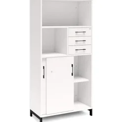 Kontorskab DNA, 800x1660 mm, Hvid/Sort, skydedør og skuffemodul 4A4/2A4
