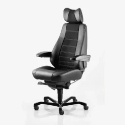 Kontorstol KAB Seating Controller, White-Line Sort fighter inkl. armlæn og nakkestøtte