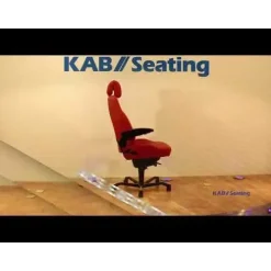 Kontorstol KAB Seating Executive, White-Line Sort skind inkl. armlæn og nakkestøtte i sort skind