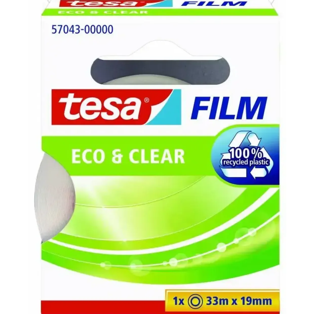 Kontortape - Tesa EcoLogo - 19 mm x 33 m - Klar - 10 stk