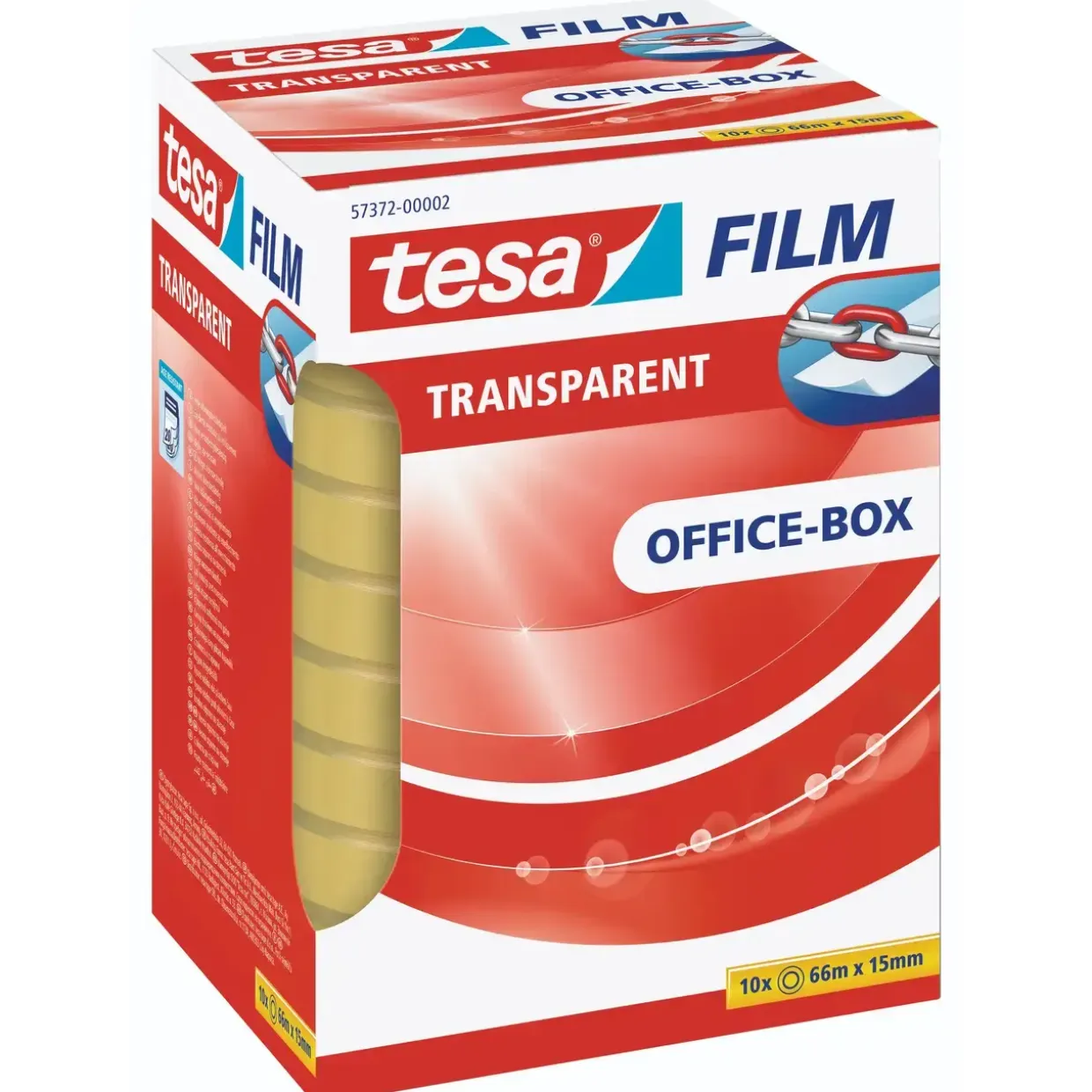 Kontortape transparent - 15 mm x 66 m - 10 stk