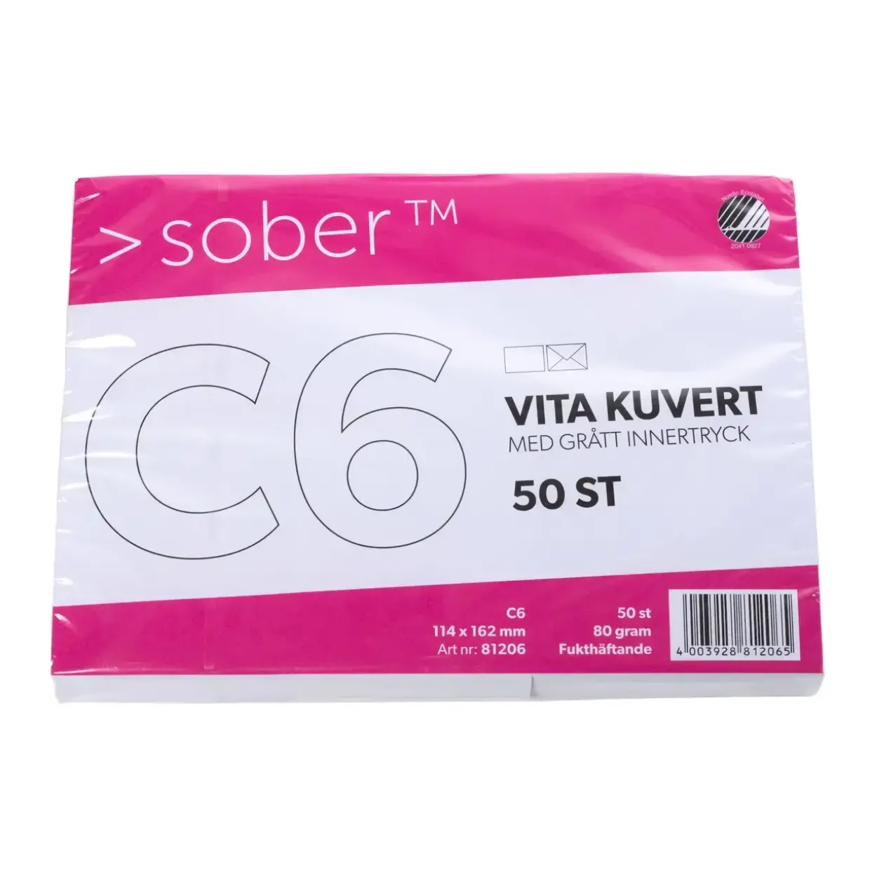 Konvolut C6 hvid - 50 stk - Køb minimum 20 stk.