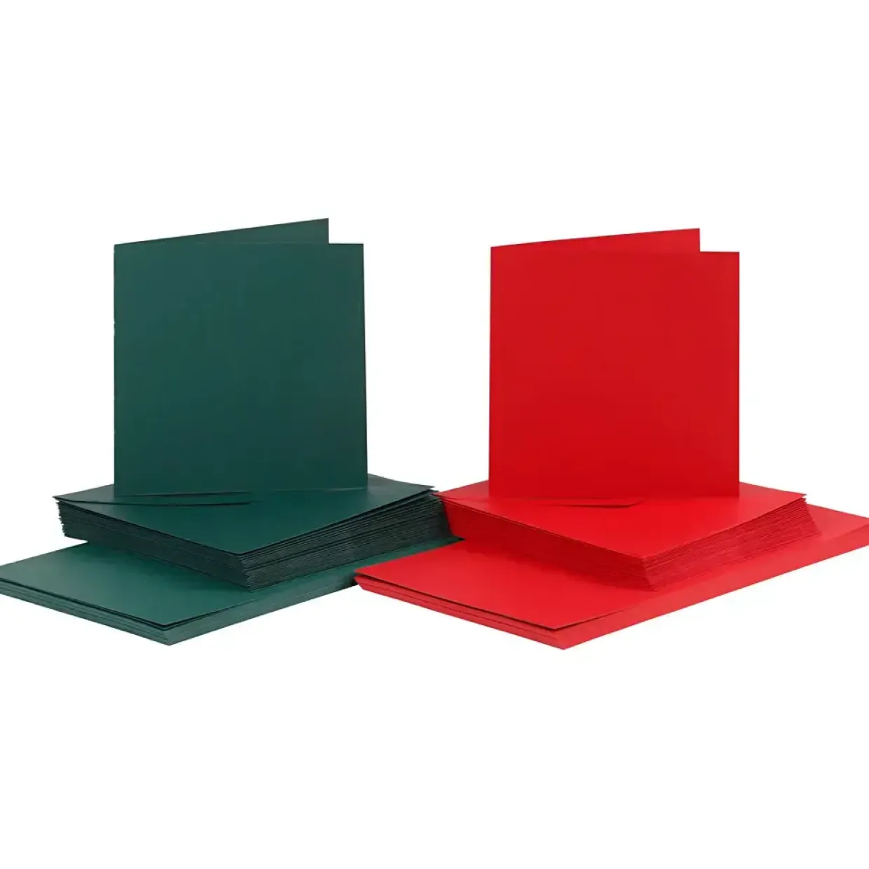 Kort og konvolutter kort 15 x 15 cm konvolut 16 x 16 cm grøn rød - 50 sæt