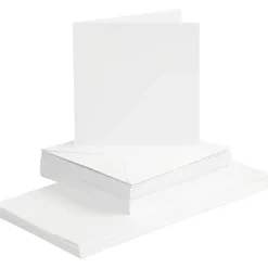 Kort og kuverter kort str. 15x15 cm kuvert str. 16x16 cm hvid - 50 sæt