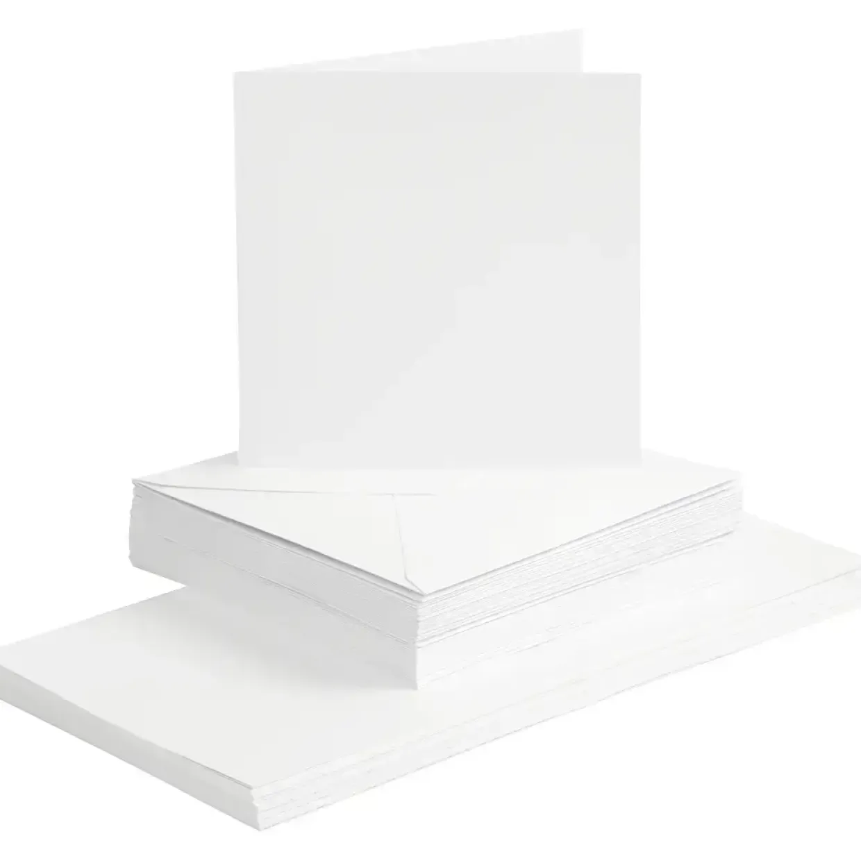 Kort og kuverter kort str. 15x15 cm kuvert str. 16x16 cm hvid - 50 sæt