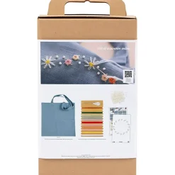 Kreakasse DIY Kit Broderi Mulepose dueblå - 1 pakke