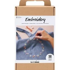 Kreakasse DIY Kit Broderi Mulepose dueblå - 1 pakke