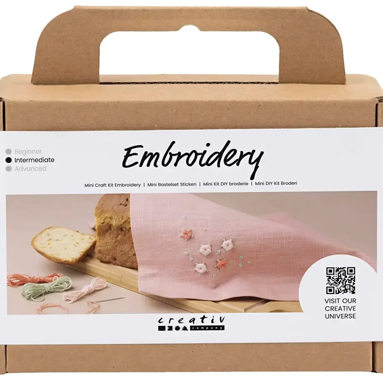 Kreakasse DIY Kit Broderi Stofserviet støvet rosa - 1 pakke