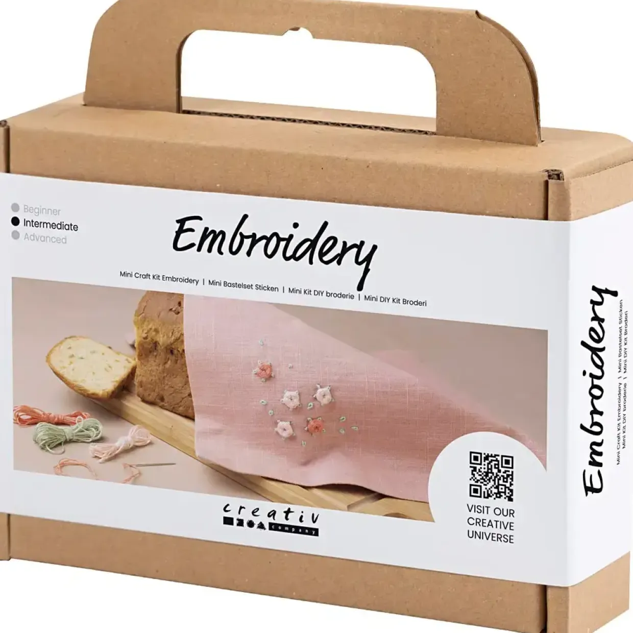 Kreakasse DIY Kit Broderi Stofserviet støvet rosa - 1 pakke