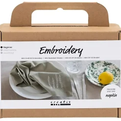 Kreakasse DIY Kit Mini Broderi Serviet støvet grøn