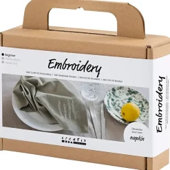 Kreakasse DIY Kit Mini Broderi Serviet støvet grøn