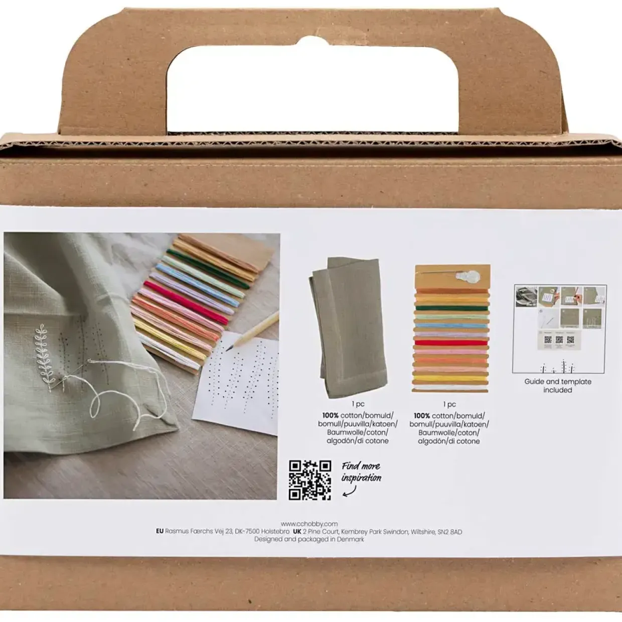 Kreakasse DIY Kit Mini Broderi Serviet støvet grøn
