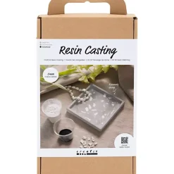 Kreakasse DIY Kit Resin Støbning Firkantet bakke med terrazzo sort, hvid