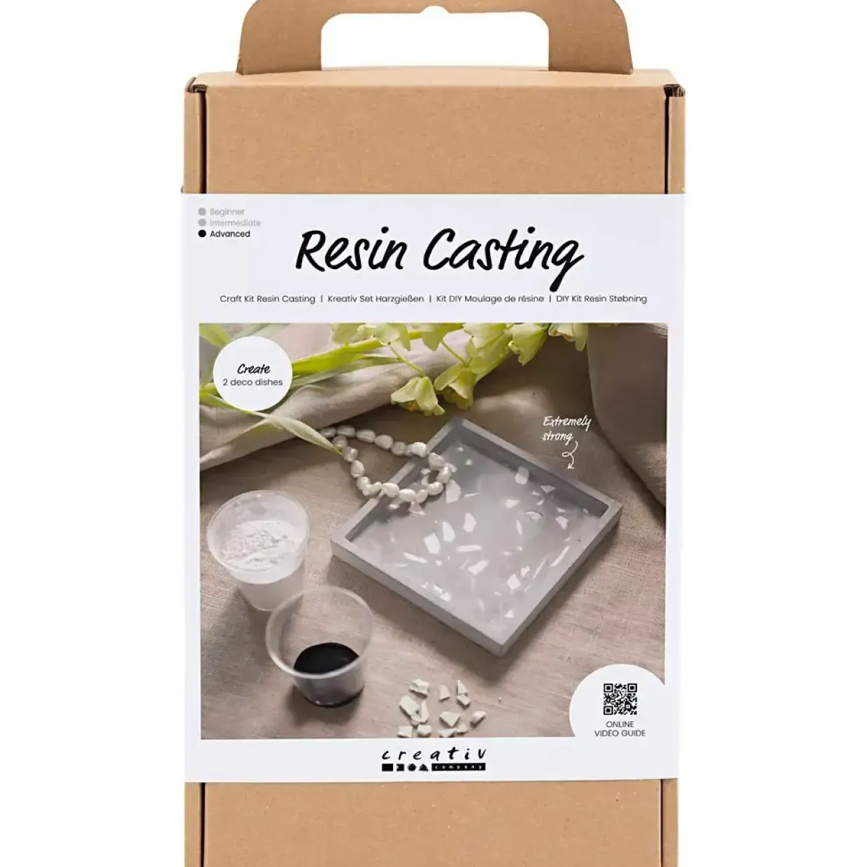 Kreakasse DIY Kit Resin Støbning Firkantet bakke med terrazzo sort, hvid