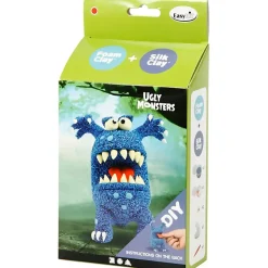 Kreakasse med Silk Clay figuer - blå monster
