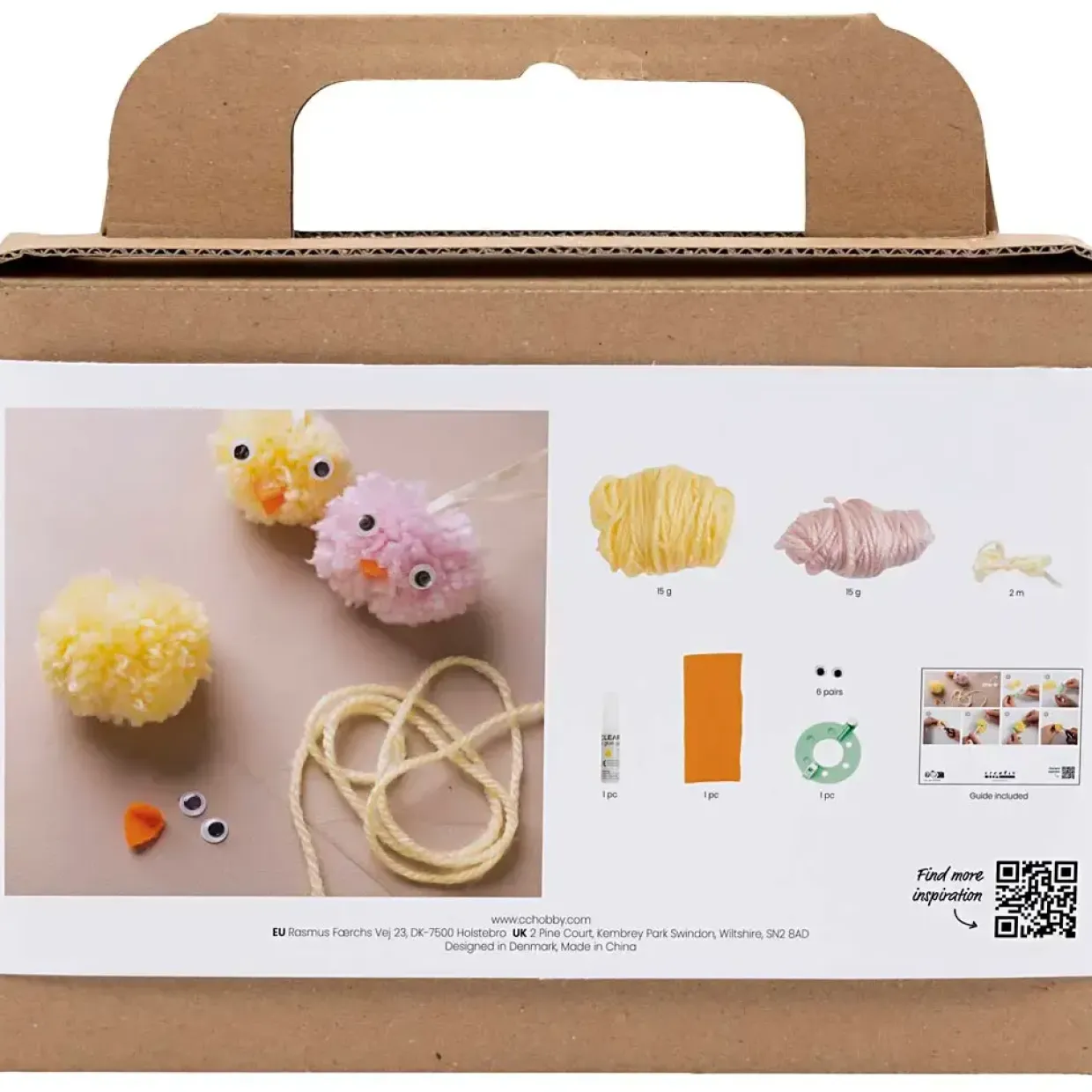 Kreakasse Mini DIY Kit Pompon Kyllinger ass. farver