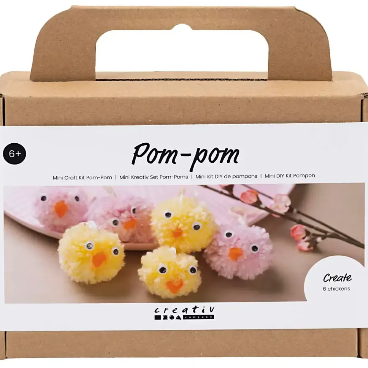 Kreakasse Mini DIY Kit Pompon Kyllinger ass. farver