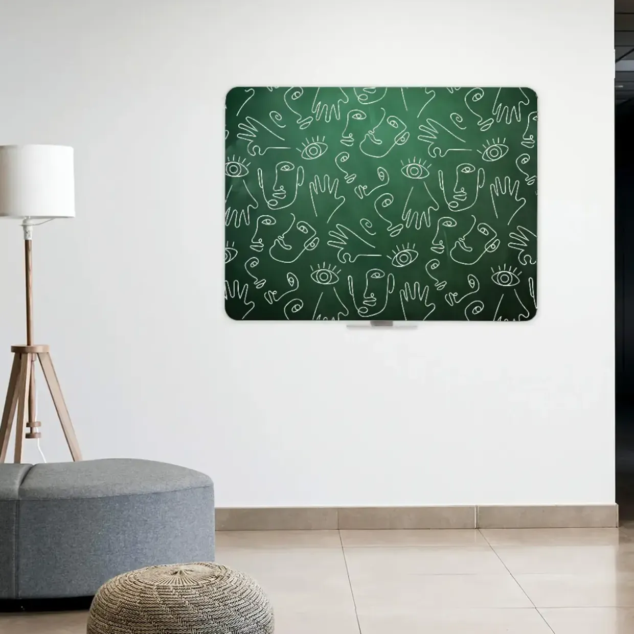 Kridt tavle magnetisk grøn uden ramme - 117x87cm