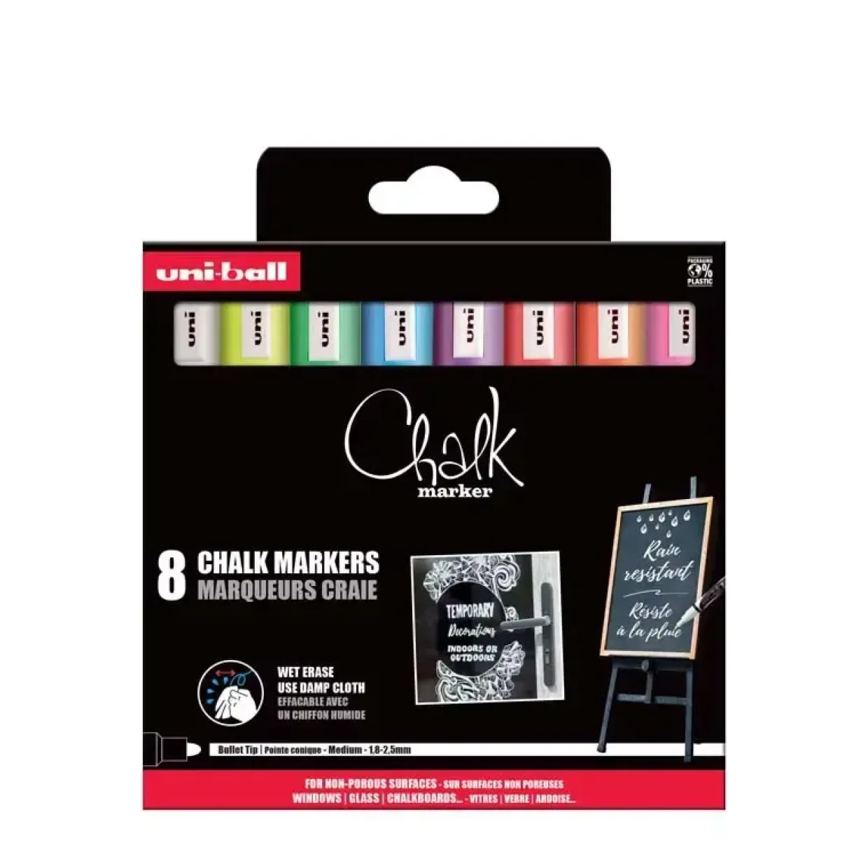 Kridttusch – Uni Chalk Marker PWE-5M – 2,5 mm – Assorterede farver – 8 stk