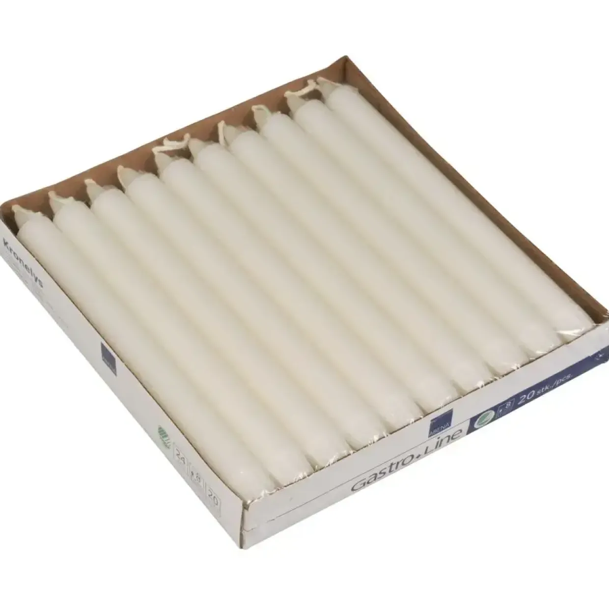 Kronelys, Gastro-Line, 8 timer, hvid, 24 cm - 100 stk