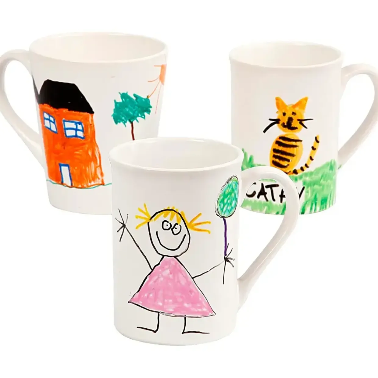 Krus sæt - DIY - Hvide porcelænskrus - 48 stk + 12 tusser