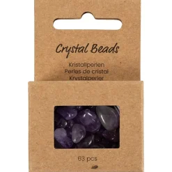 Krystalperler, Ametyst, diam. 7-12 mm, hulstr. 1 mm, lilla, 63stk./ 1 pk.