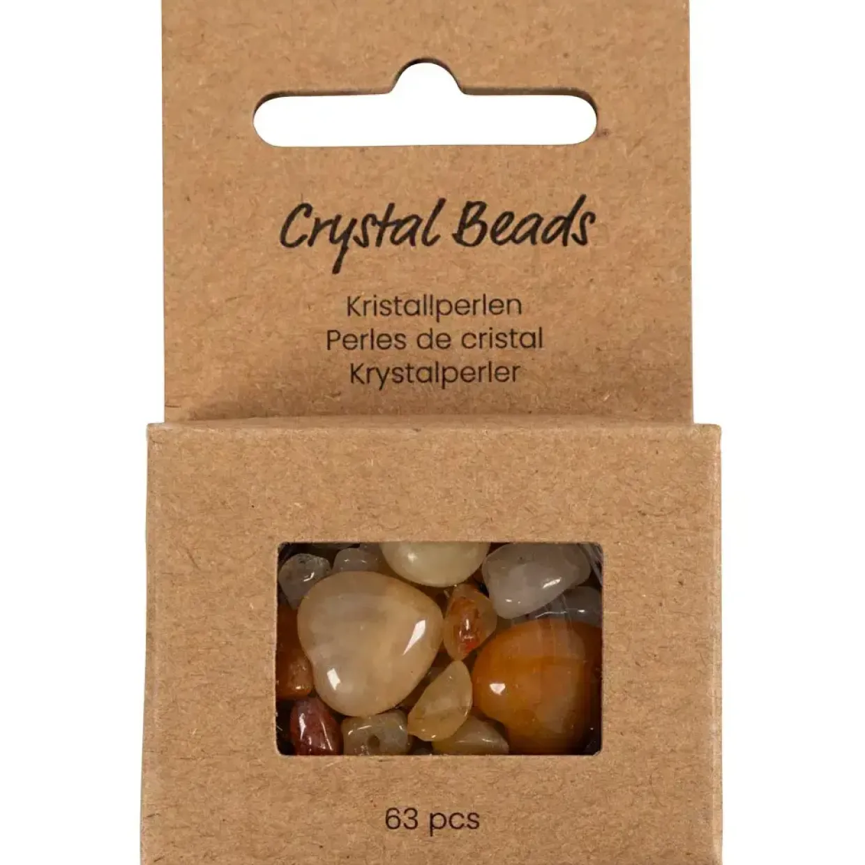 Krystalperler, Honning calcit, diam. 7-12 mm, hulstr. 1 mm, lys gul, 63stk./ 1 pk.