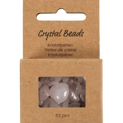 Krystalperler, Rosakvarts, diam. 7-12 mm, hulstr. 1 mm, rosa, 63stk./ 1 pk.