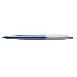 Kuglepen - Parker Jotter Waterloo Blue Chrome Trim - Blå skrift - Medium