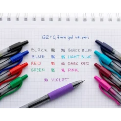 Kuglepen, Pilot Gelpen, G-2, Plus Begreen, m/klik, 0,7, bordeaux - Køb minimum 12 stk.