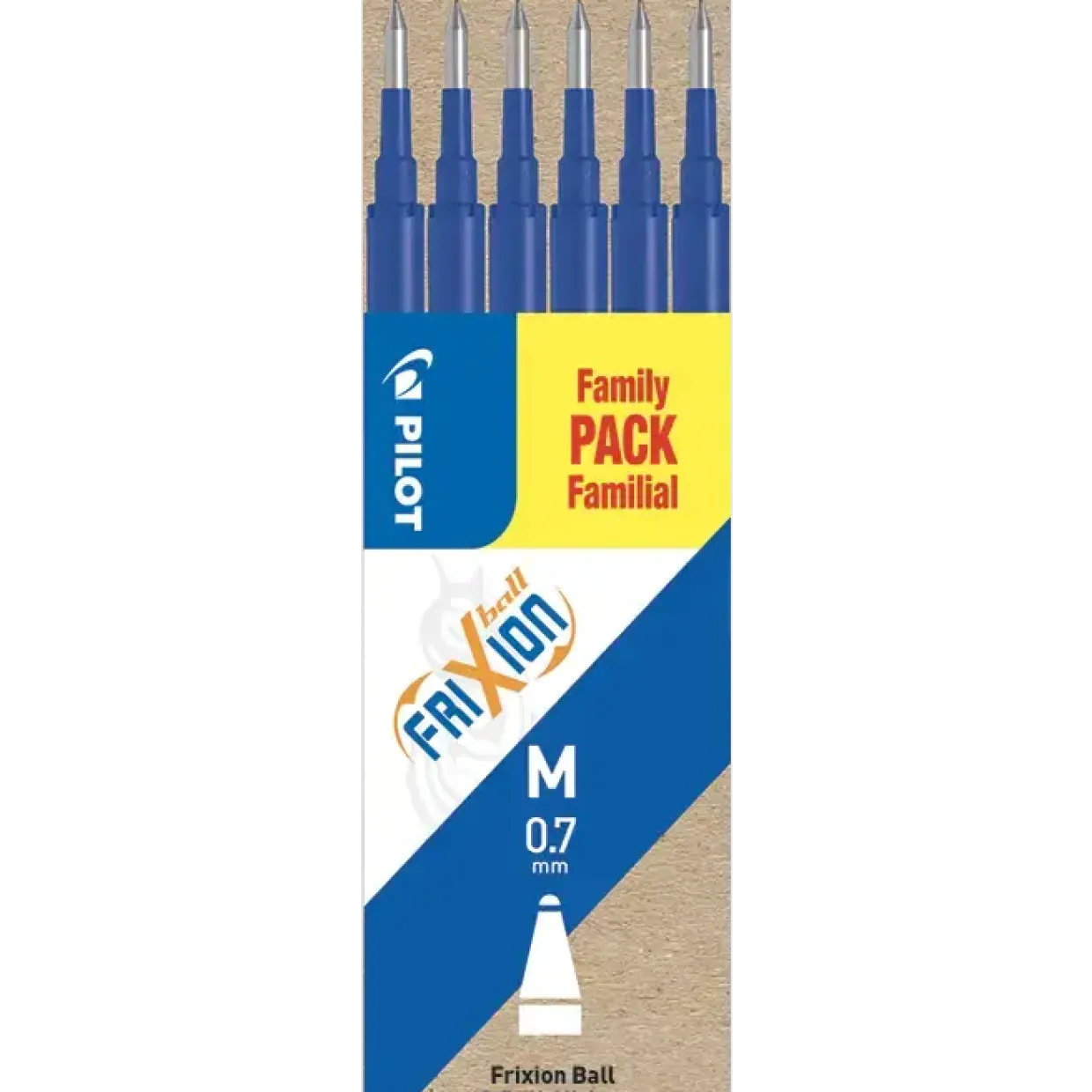 Kuglepen refill - Blå - Pilot Frixion Clicker - 0,7 mm - 6 stk.